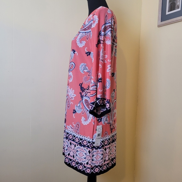 NWT Studio One New York Paisly Print Long Sleeve Knee-Length Dress - Picture 2 of 7